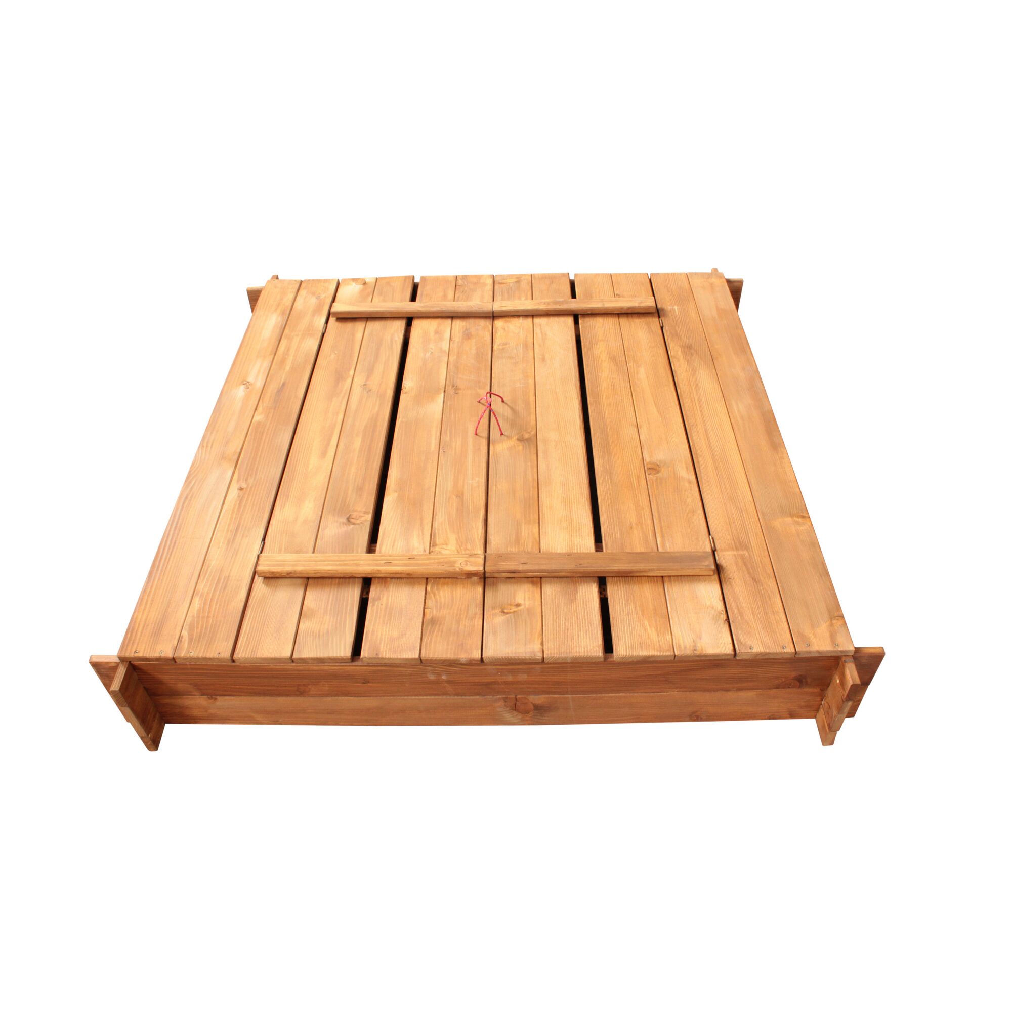 Leerer Holzsandkasten von oben