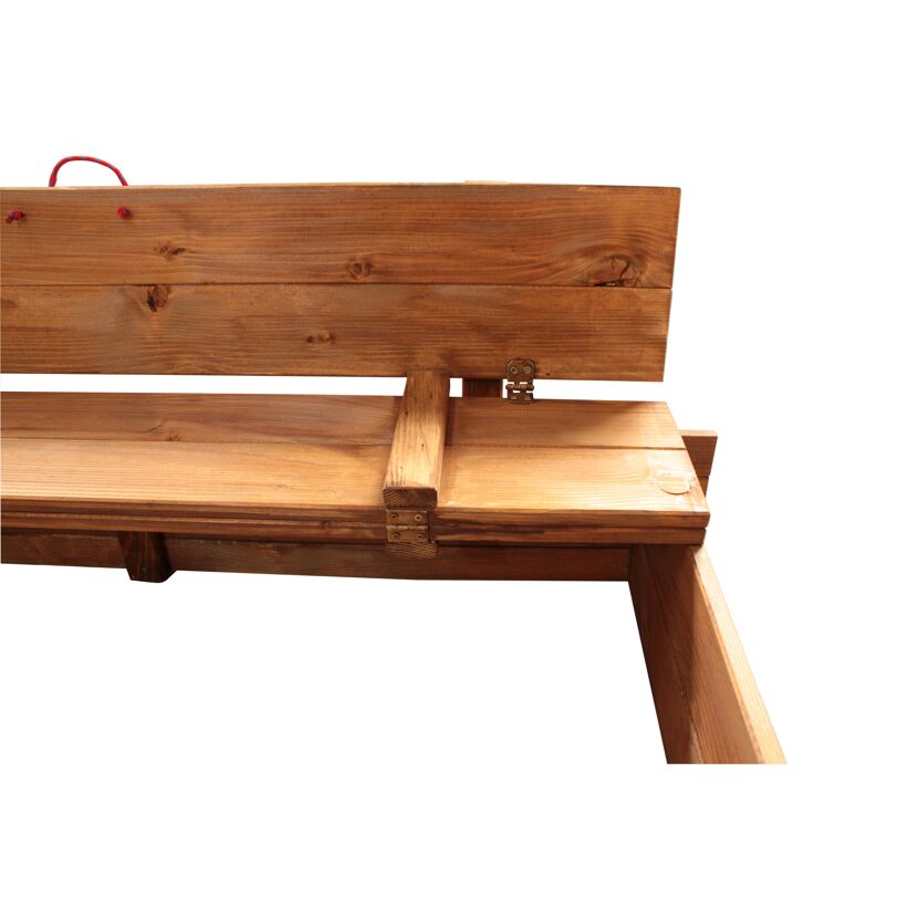 Holzsandkasten Hugo mit hochklappbarer Sitzfläche