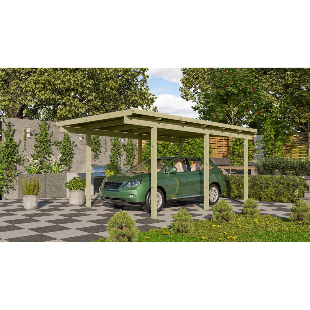 Einzelcarport 'Eco 1' 304 x 490 cm Kiefer KDI PVC-Dach