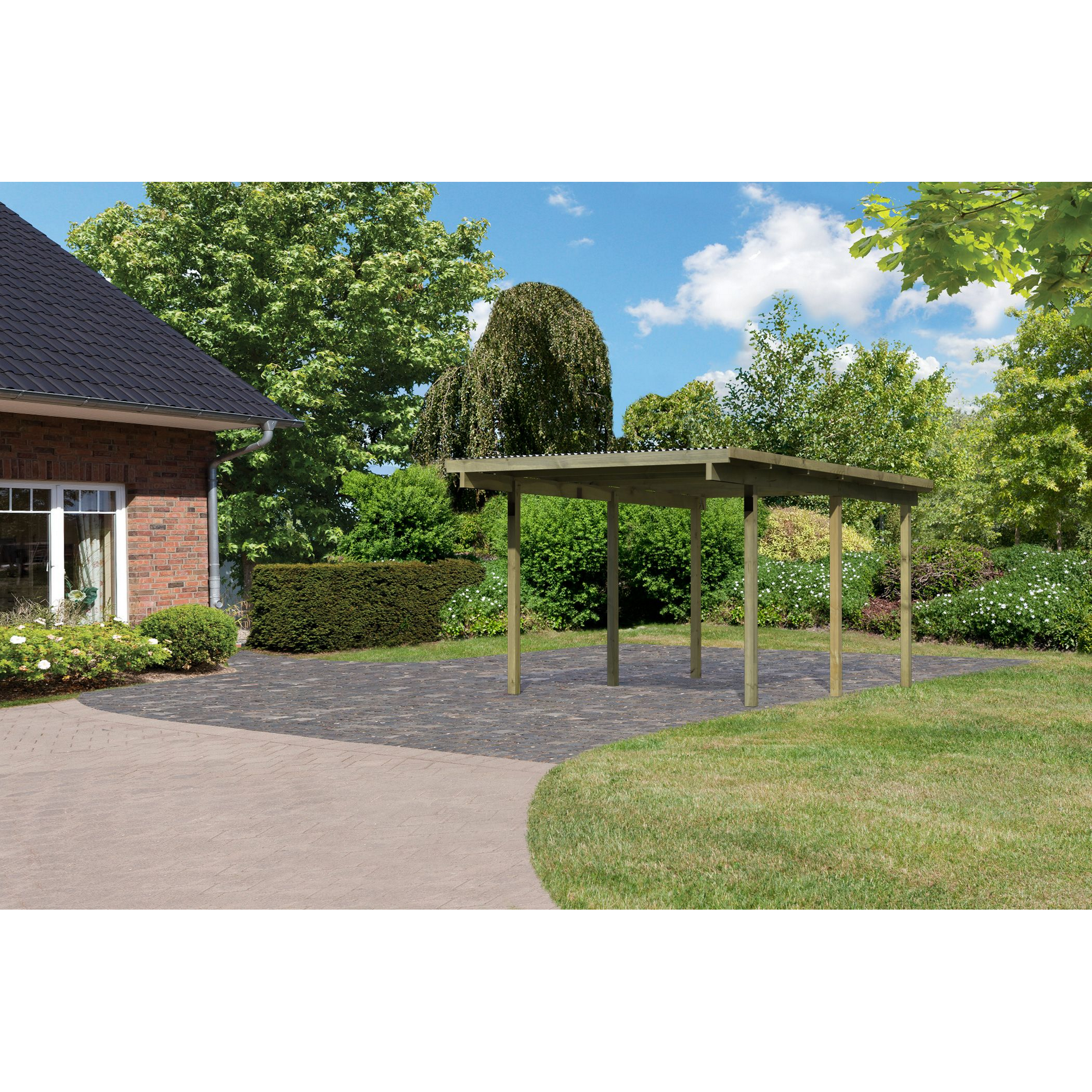 Einzelcarport 'Eco 1' 304 x 490 cm Kiefer KDI PVC-Dach