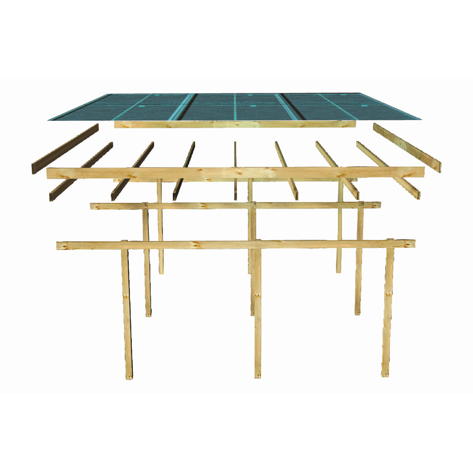 Einzelcarport 'Eco 1' 304 x 490 cm Kiefer KDI PVC-Dach, mit einem Einfahrtsbogen