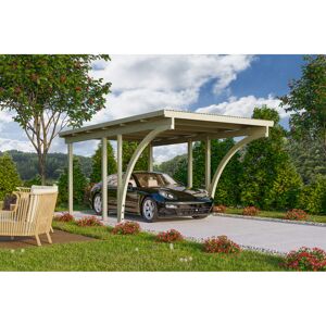 Einzelcarport 'Eco 1' 304 x 490 cm Kiefer KDI PVC-Dach, mit zwei Einfahrtsbögen