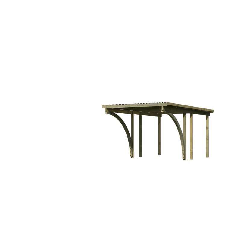 Einzelcarport 'Eco 1' 304 x 490 cm Kiefer KDI PVC-Dach, mit zwei Einfahrtsbögen
