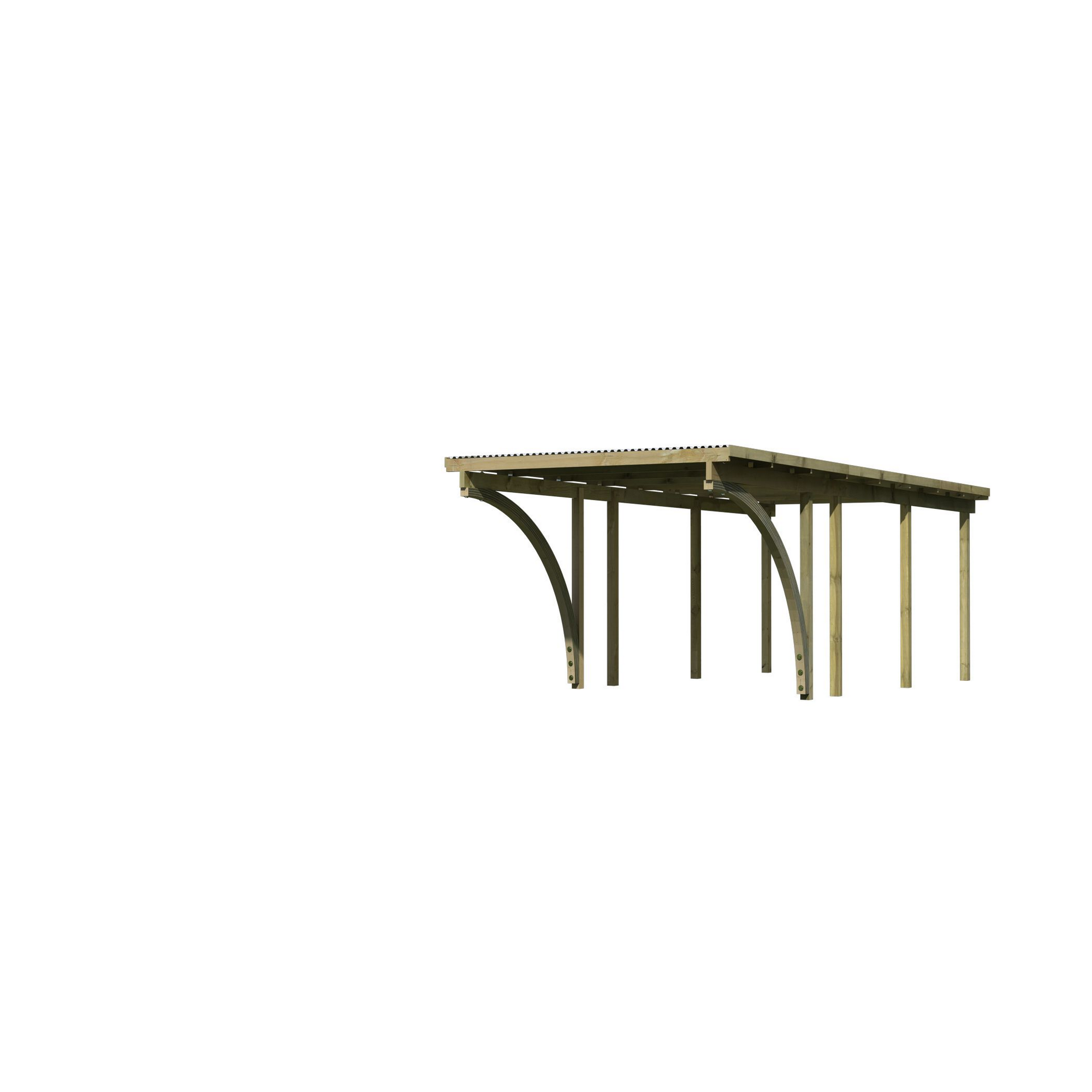 Einzelcarport 'Basic 2' 304 x 676 cm Kiefer KDI PVC-Dach, mit zwei Einfahrtsbögen