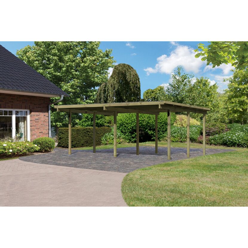 Doppelcarport 'Eco 1' 563 x 490 cm Kiefer KDI PVC-Dach