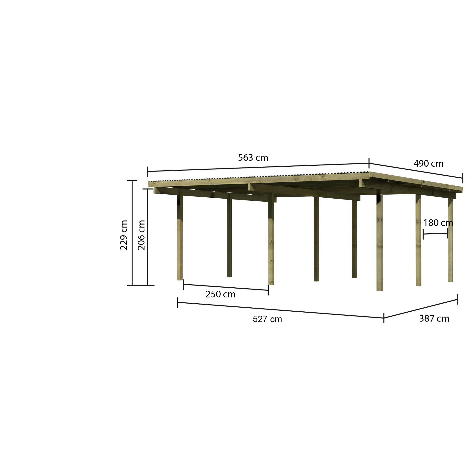 Doppelcarport 'Basic 1' 563 x 490 cm Kiefer KDI PVC-Dach