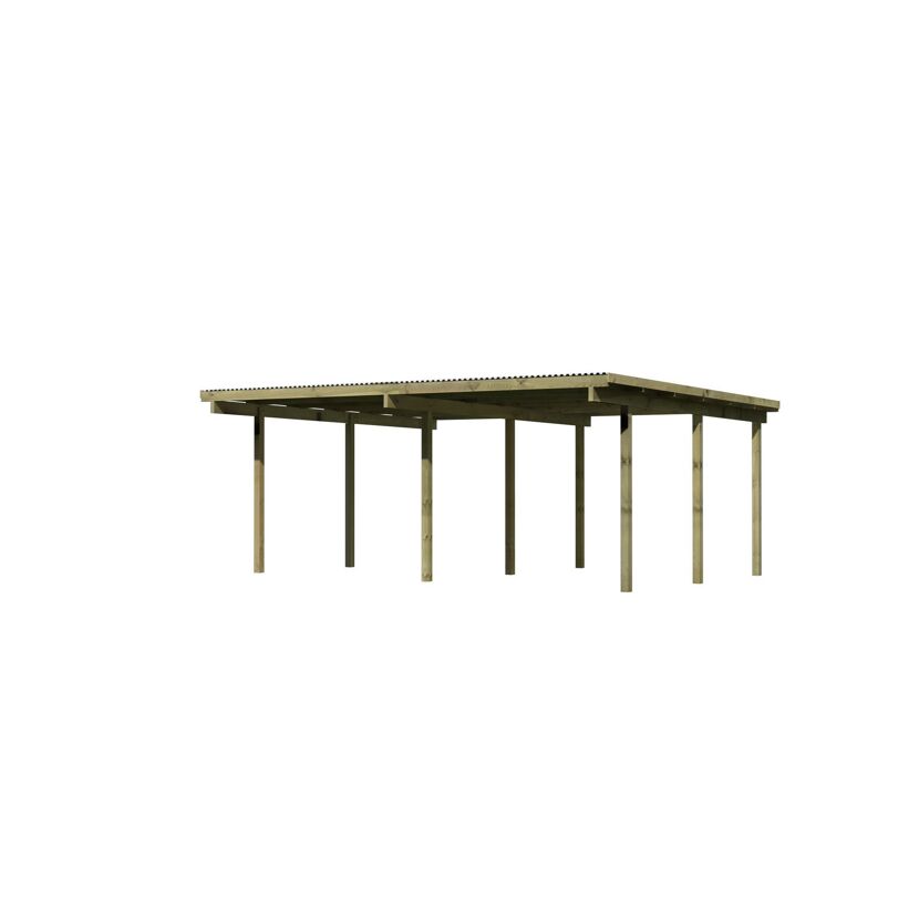 Doppelcarport 'Eco 1' 563 x 490 cm Kiefer KDI PVC-Dach