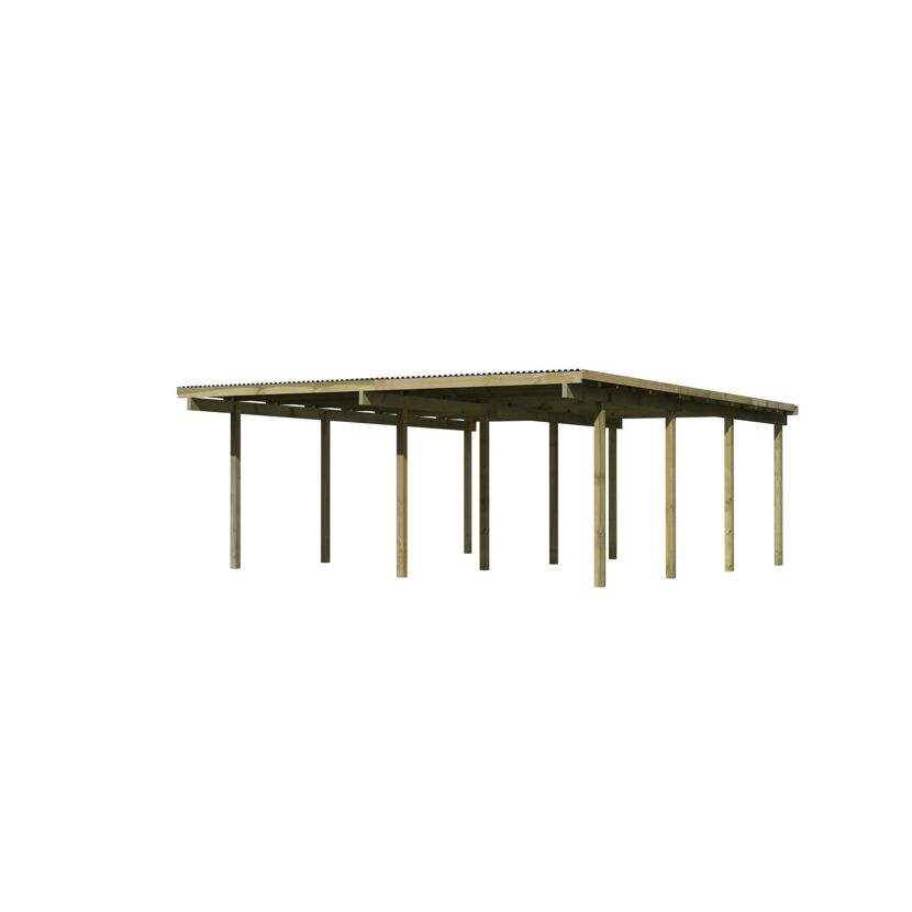 Doppelcarport 'Eco 2' 563 x 676 cm Kiefer KDI PVC-Dach