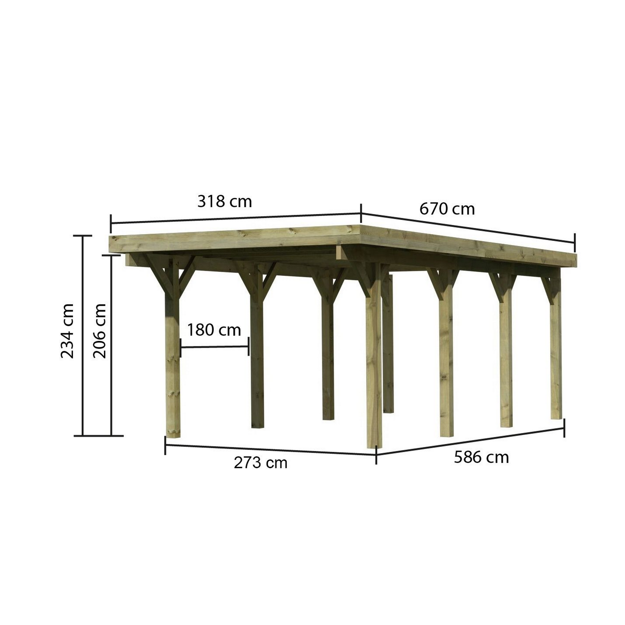 Einzelcarport 'Classic 2' 318 x 670 cm Kiefer KDI PVC-Dach + product picture