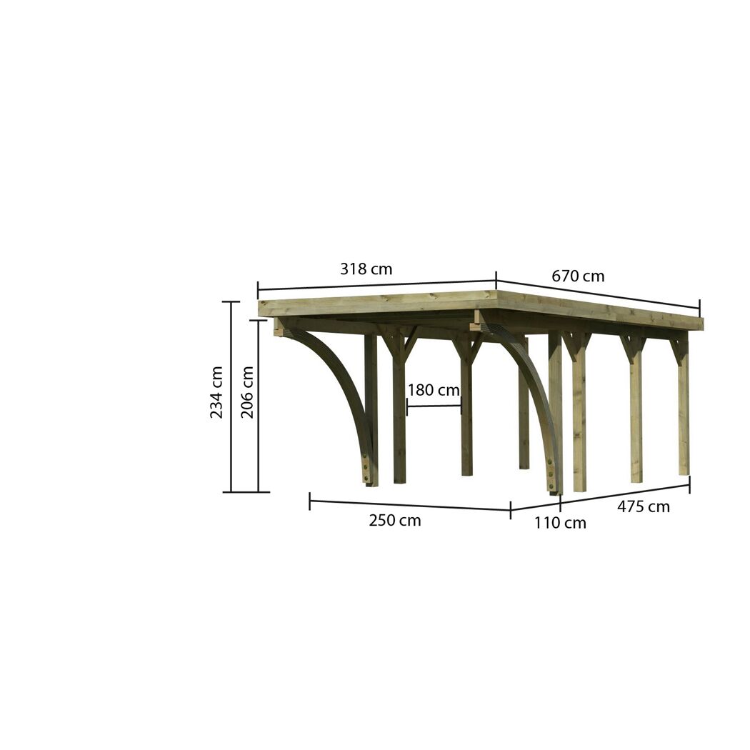 Holzcarport mit Maßen