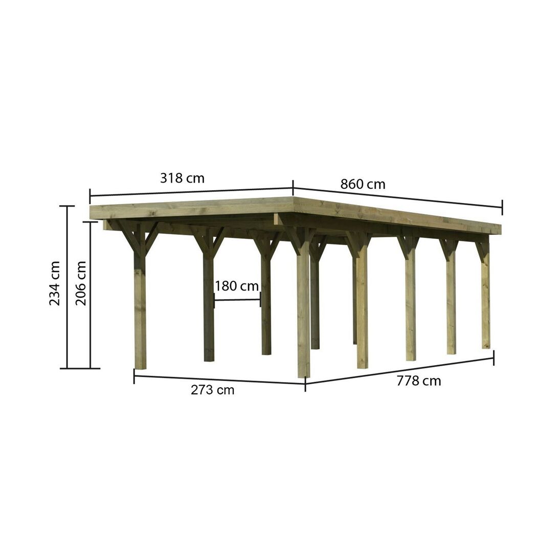 Holzcarport mit Maßen