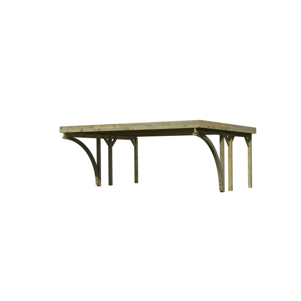 Holzcarport mit gewölbten Trägern