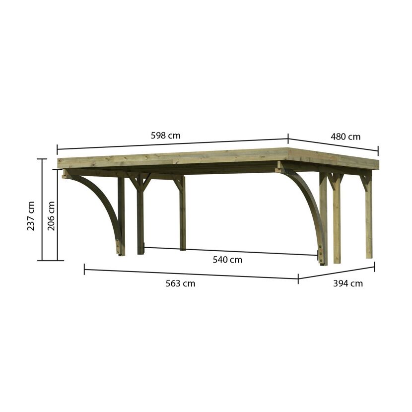 Holzcarport mit Maßen