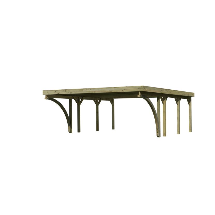 Holzcarport mit gewölbten Stützen