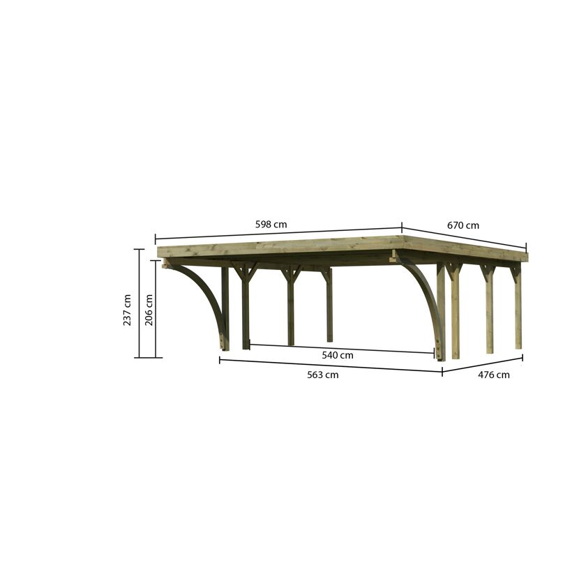 Holzcarport mit Maßen