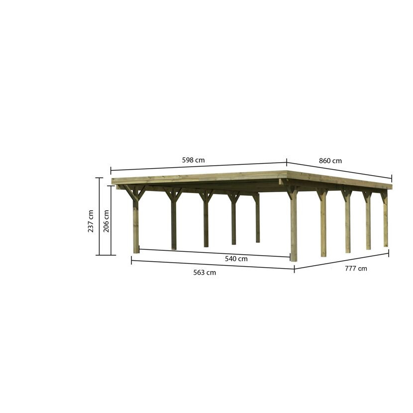 Holzcarport mit Maßen