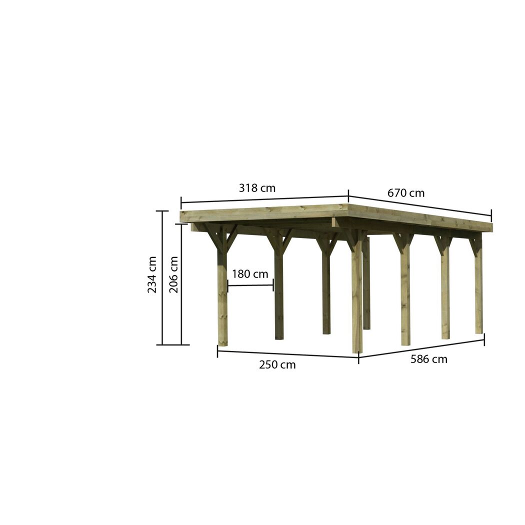 Holzcarport mit Maßen