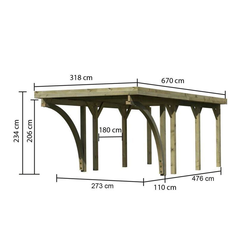 Holzcarport mit Maßen