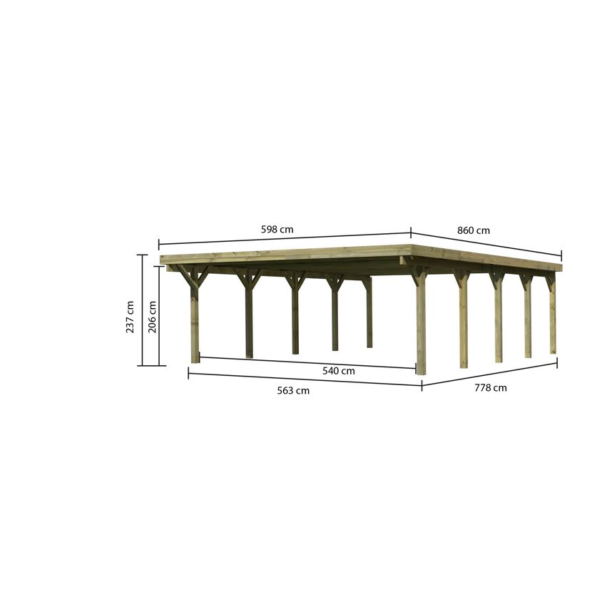 Holzcarport mit Maßen