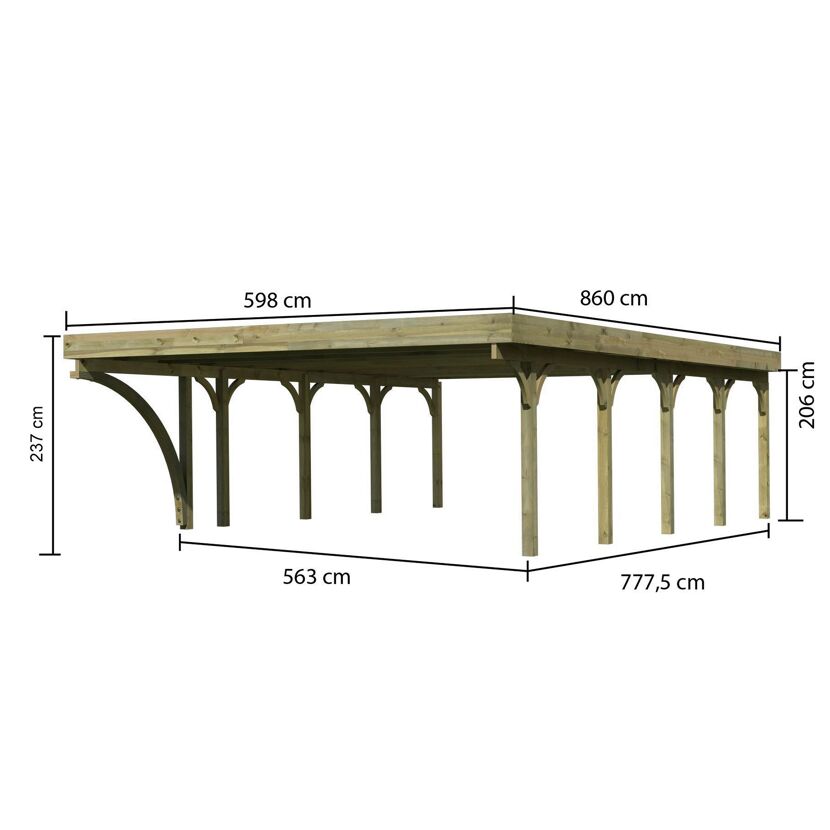 Holzcarport mit Maßen