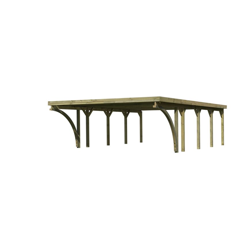 Holzcarport mit gewölbten Seitenstützen