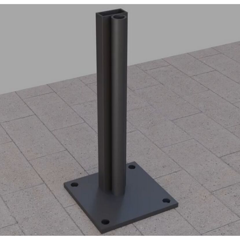 Zaunpfostenträger mit Bodenplatte für WPC Zaun 'Tim' und Mülltonnenbox Umrandung. anthrazit 13,5 x 13,5 x 30 cm