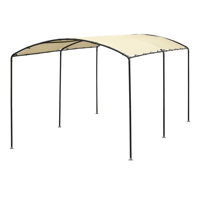 Carport mit Runddach beige Polyethylene-Plane 490 x 270 x 240 cm