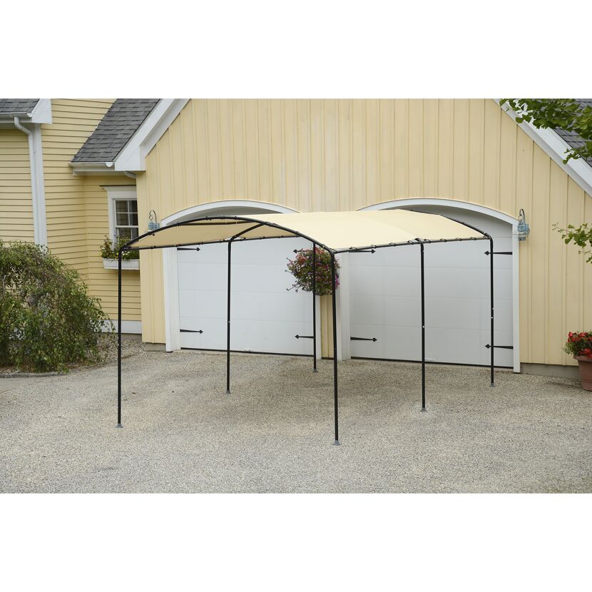 Carport mit Runddach beige Polyethylene-Plane 490 x 270 x 240 cm