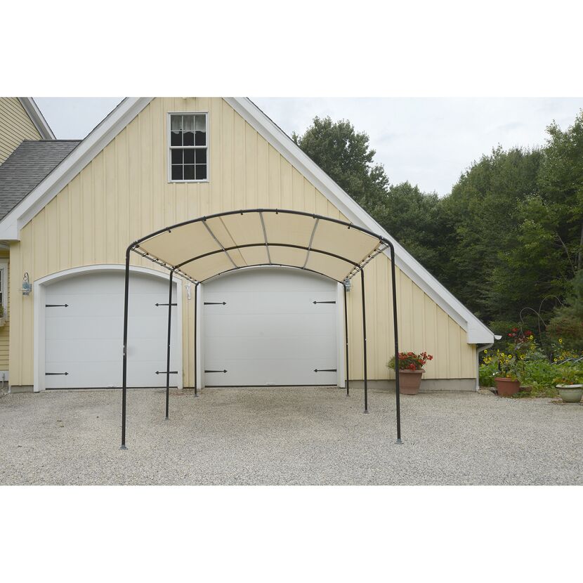 Carport mit Runddach beige Polyethylene-Plane 490 x 270 x 240 cm