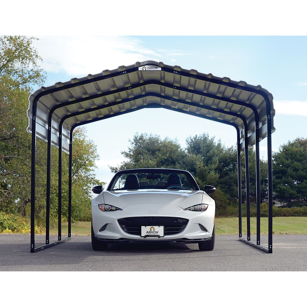 Carport 'Venedig' mit Walmdach schwarz Stahl 465 x 305 x 250 cm