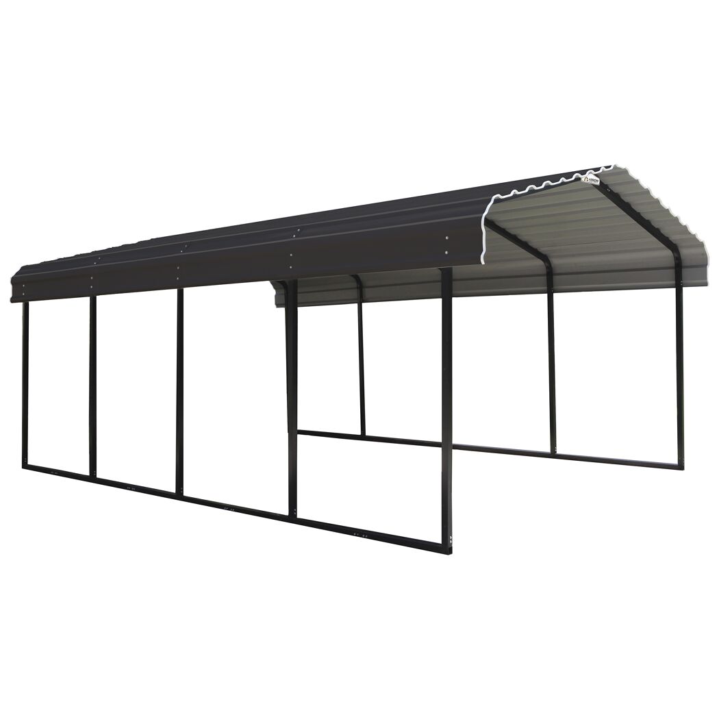 Carport 'Rom' mit Walmdach grau Stahl 600 x 370 x 260 cm