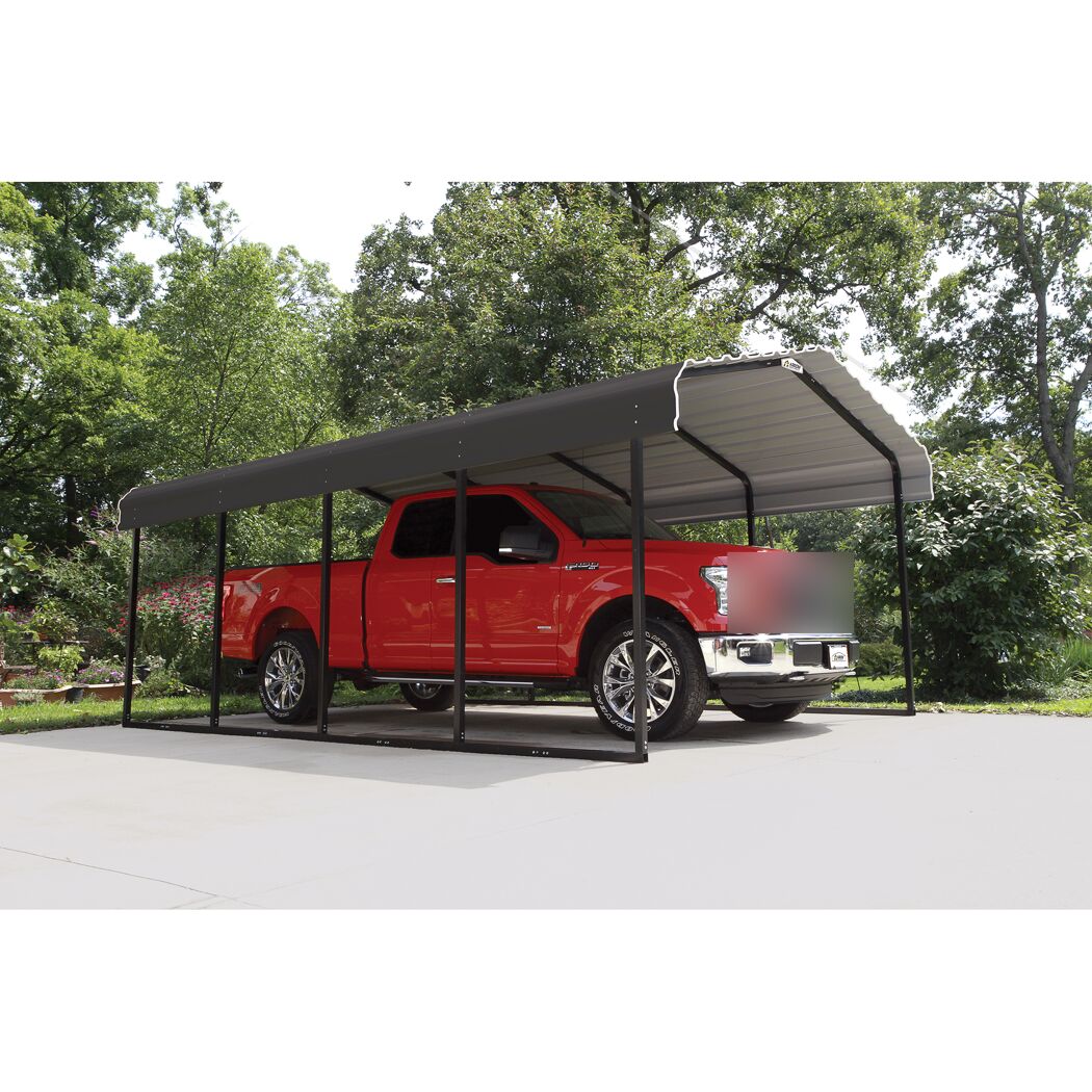 Carport 'Rom' mit Walmdach grau Stahl 600 x 370 x 260 cm
