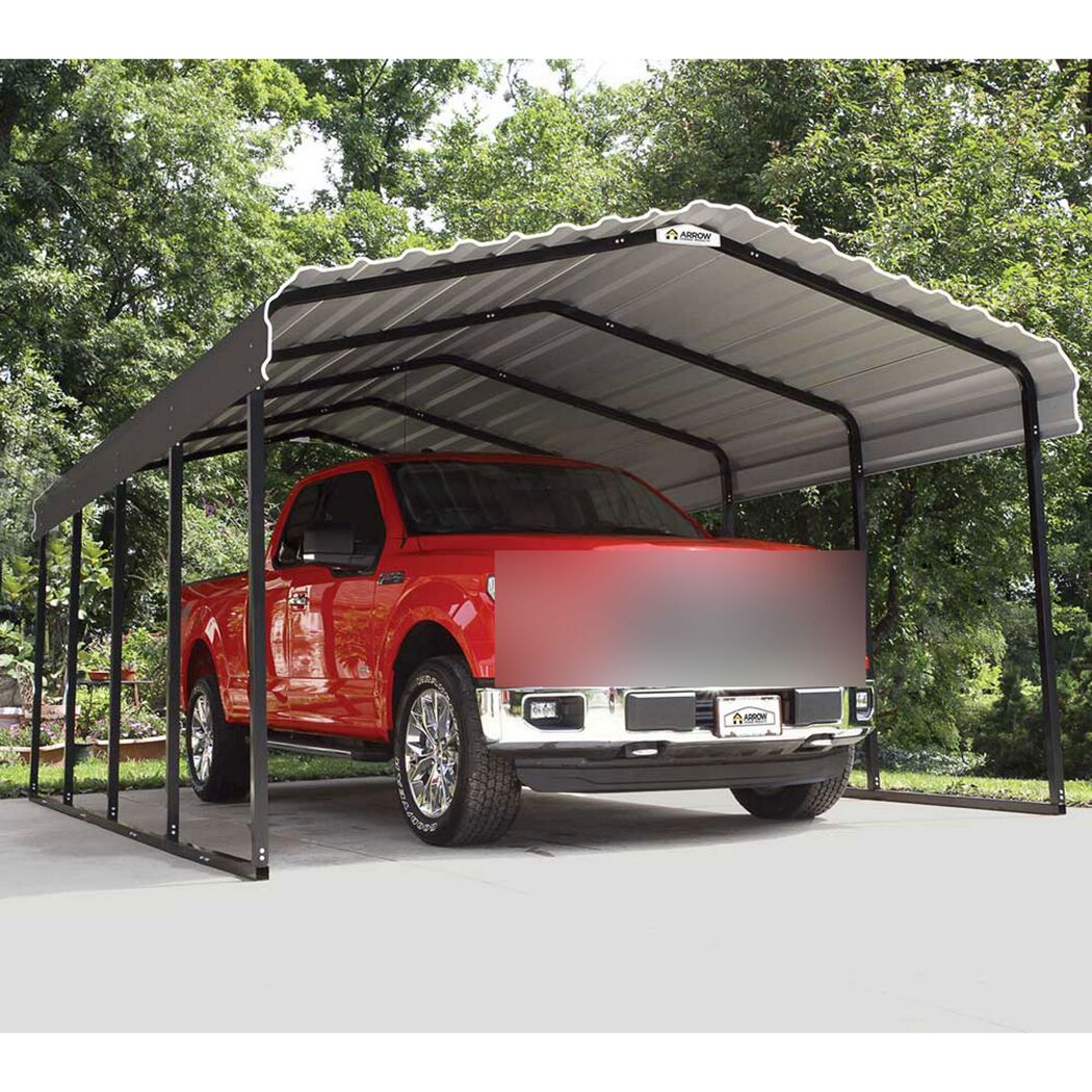 Carport 'Rom' mit Walmdach grau Stahl 600 x 370 x 260 cm