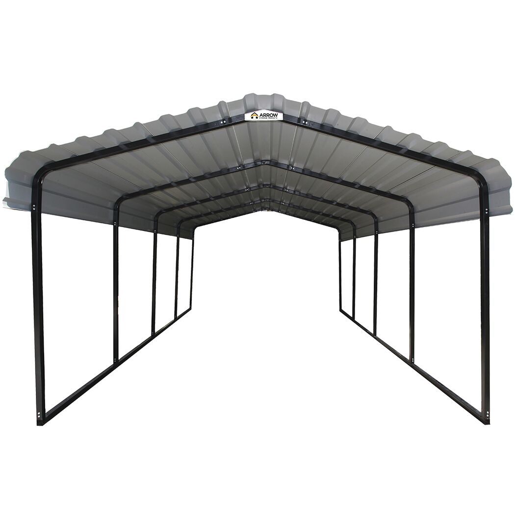 Carport 'Rom' mit Walmdach grau Stahl 600 x 370 x 260 cm