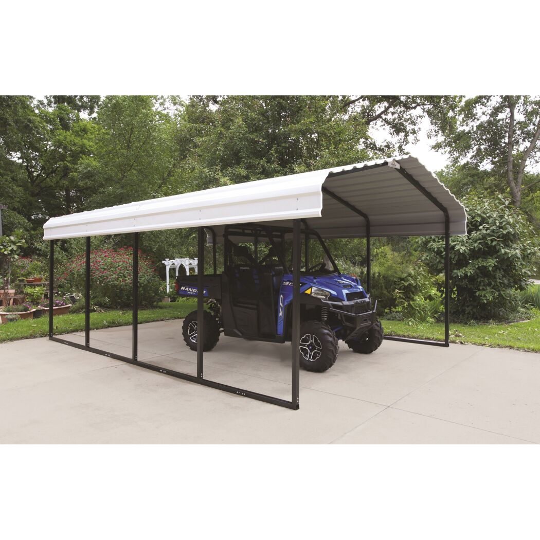 Carport 'Neapel' mit Walmdach schwarz Stahl 602 x 370 x 260 cm