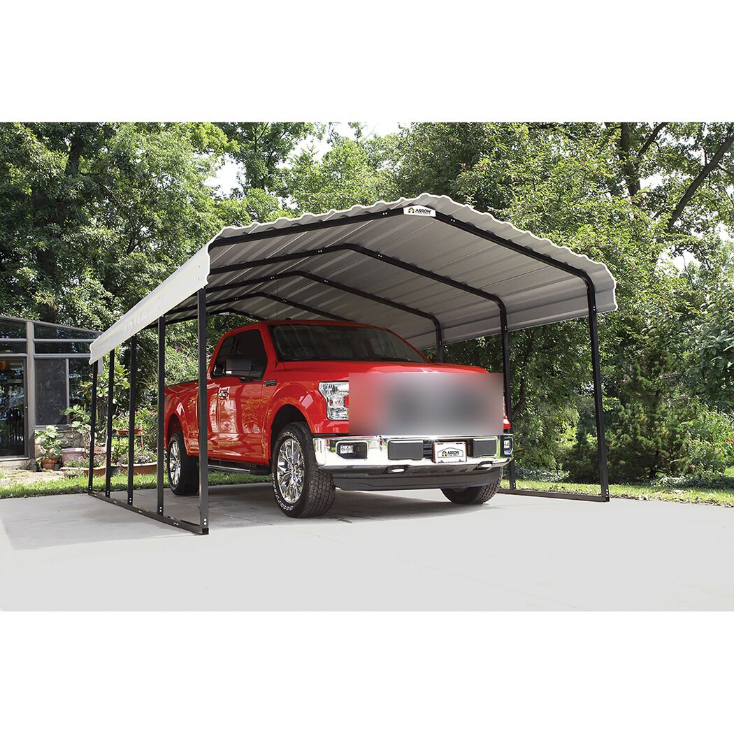 Carport 'Neapel' mit Walmdach schwarz Stahl 602 x 370 x 260 cm