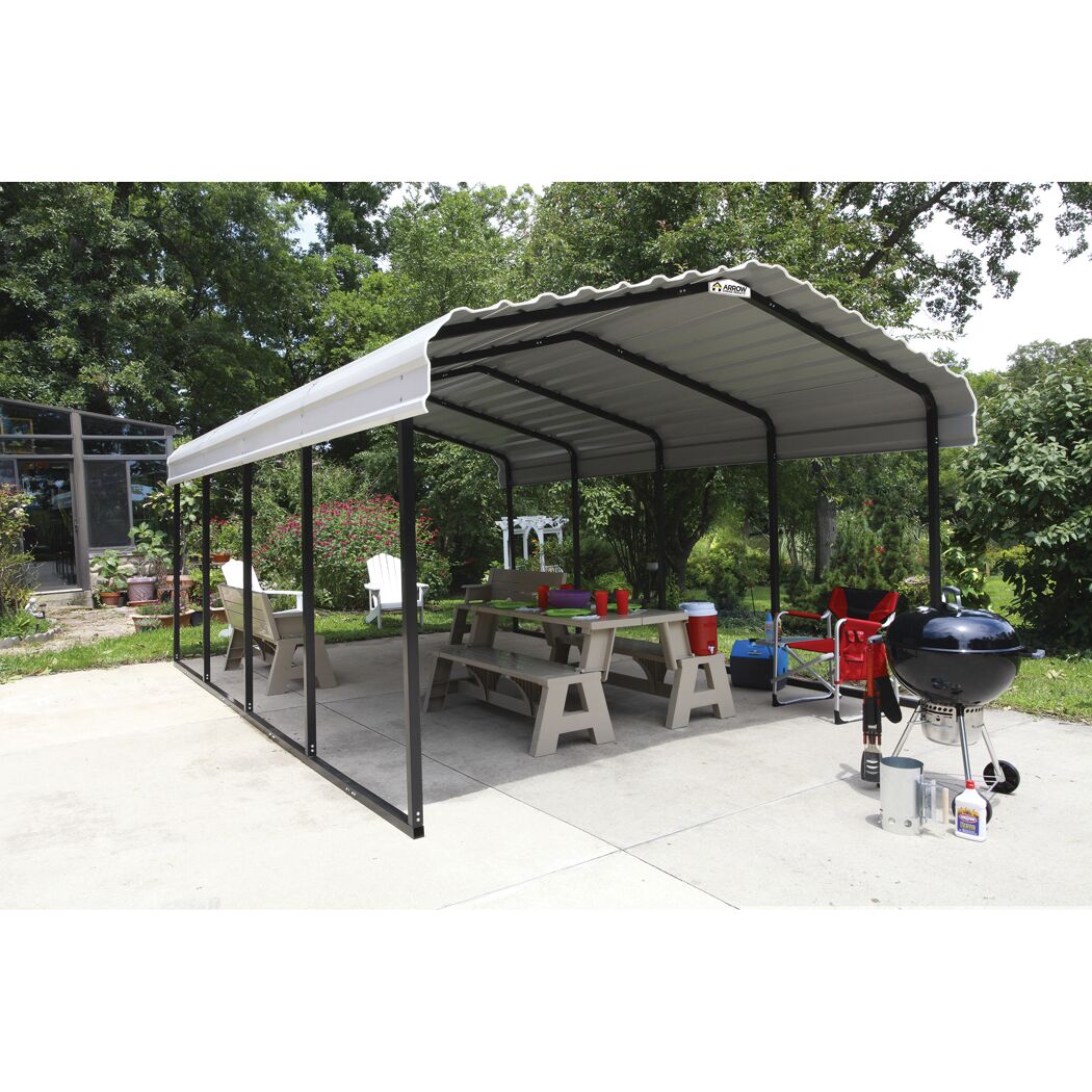 Carport 'Neapel' mit Walmdach schwarz Stahl 602 x 370 x 260 cm