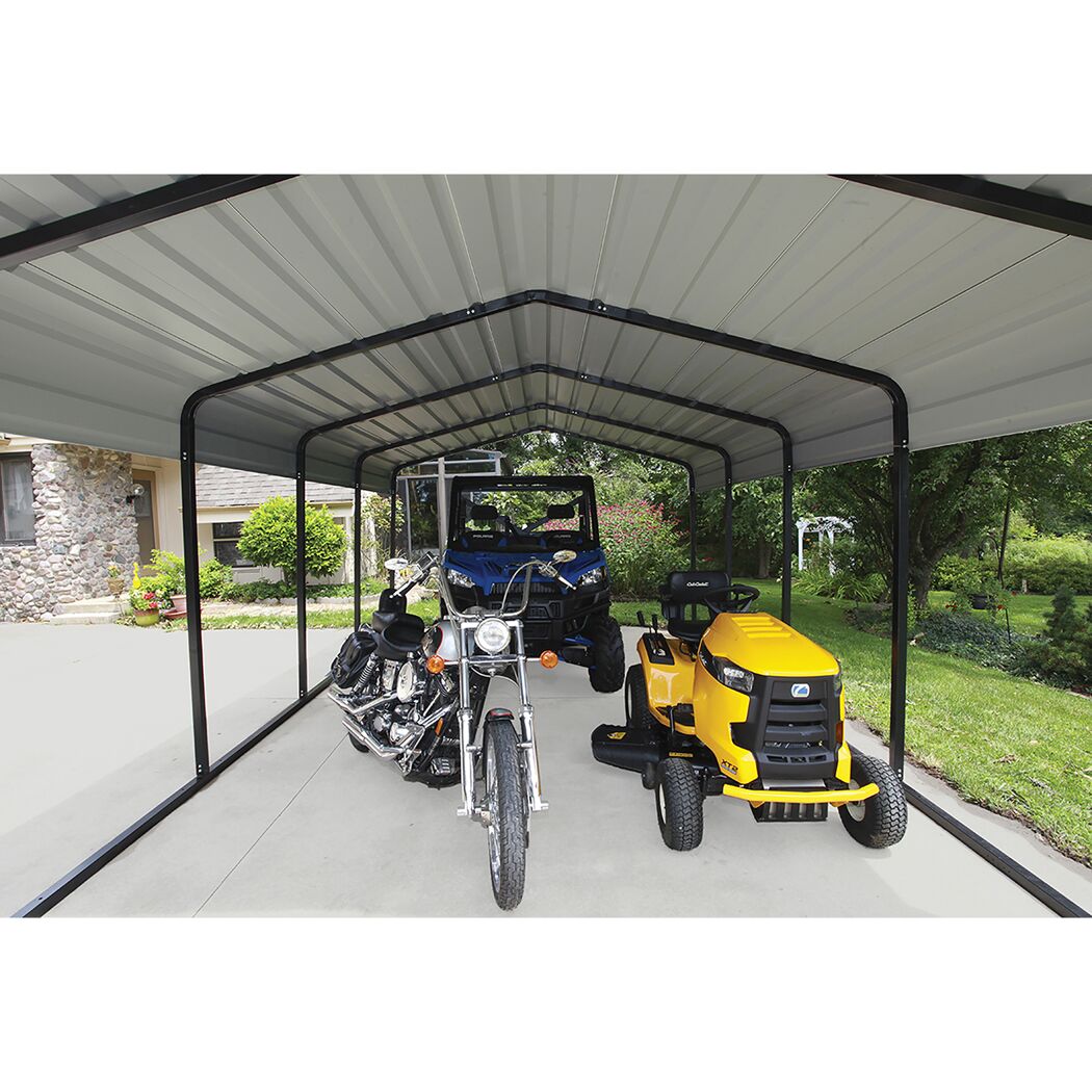 Carport 'Neapel' mit Walmdach schwarz Stahl 602 x 370 x 260 cm