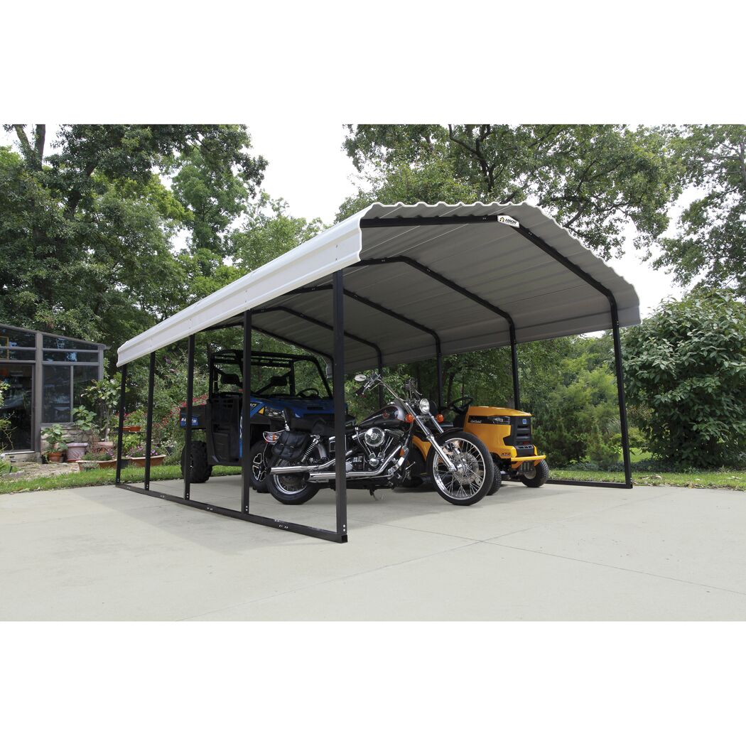 Carport 'Neapel' mit Walmdach schwarz Stahl 602 x 370 x 260 cm
