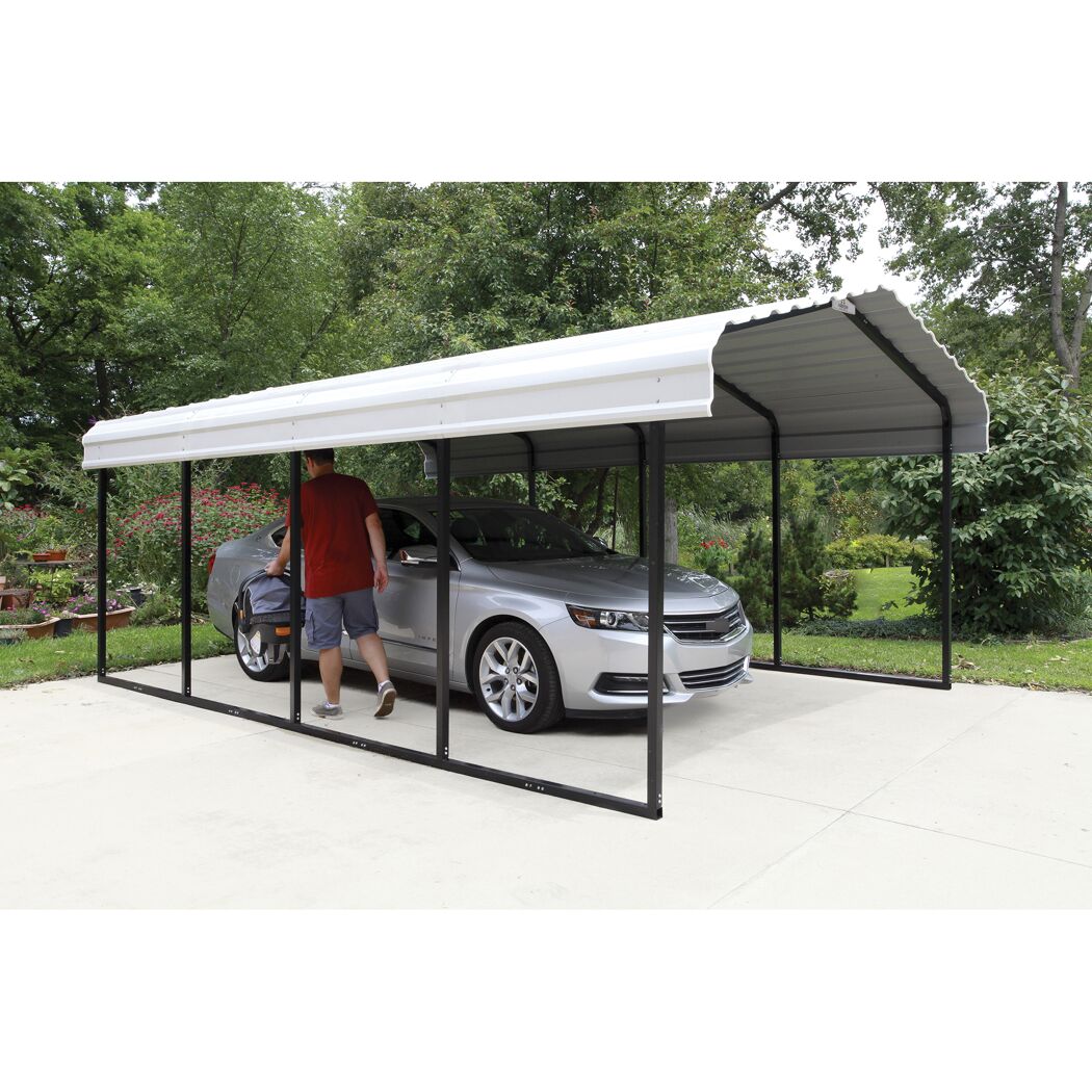 Carport 'Neapel' mit Walmdach schwarz Stahl 602 x 370 x 260 cm