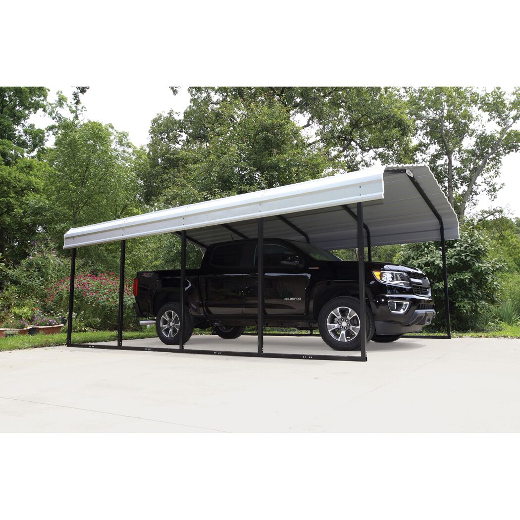 Carport 'Neapel' mit Walmdach schwarz Stahl 602 x 370 x 260 cm