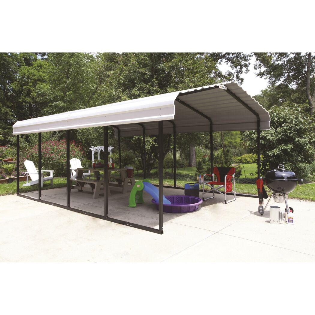 Carport 'Neapel' mit Walmdach schwarz Stahl 602 x 370 x 260 cm