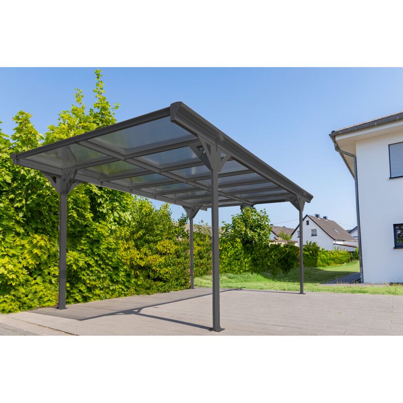 Carport 'Helsinki' mit Flachdach anthrazit Metall 503 x 305 x 232 cm