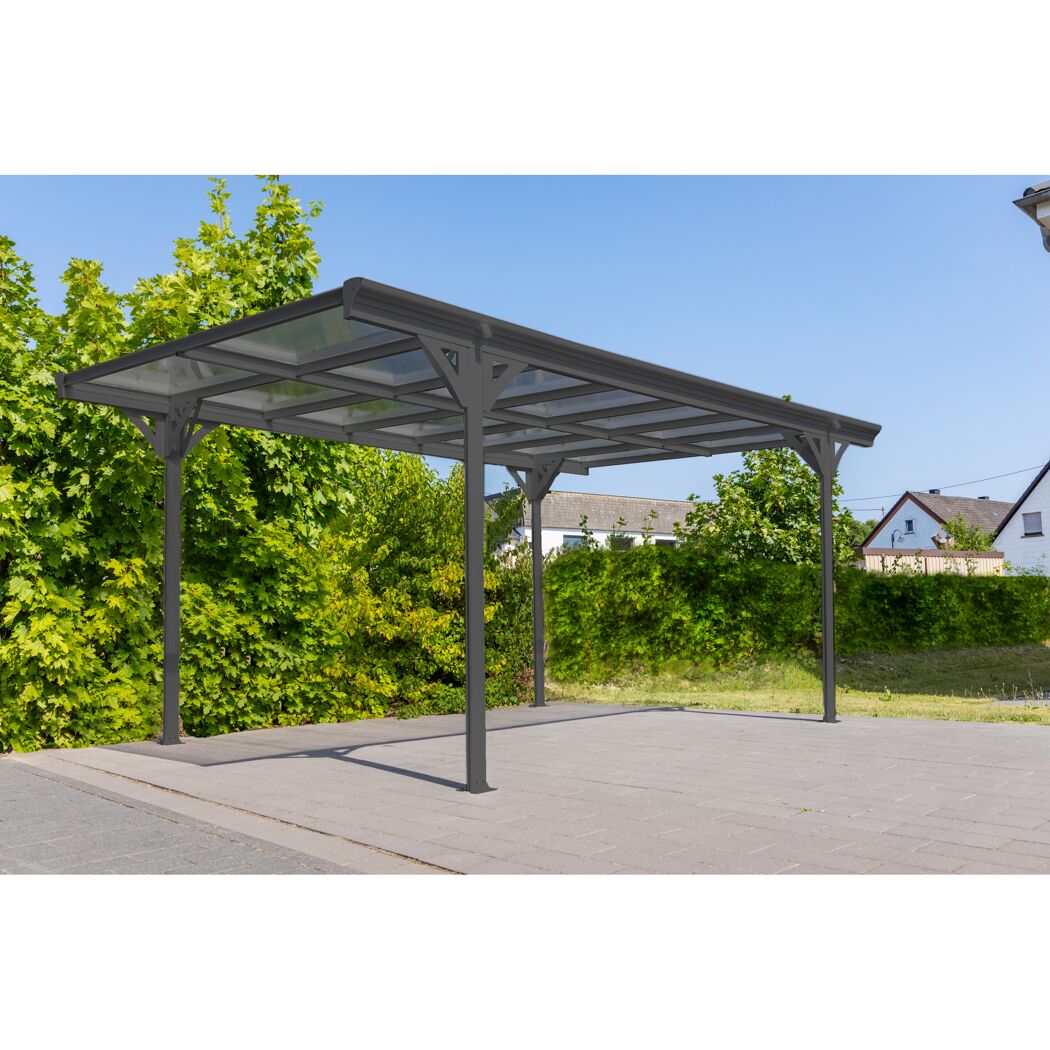 Carport 'Helsinki' mit Flachdach anthrazit Metall 503 x 305 x 232 cm