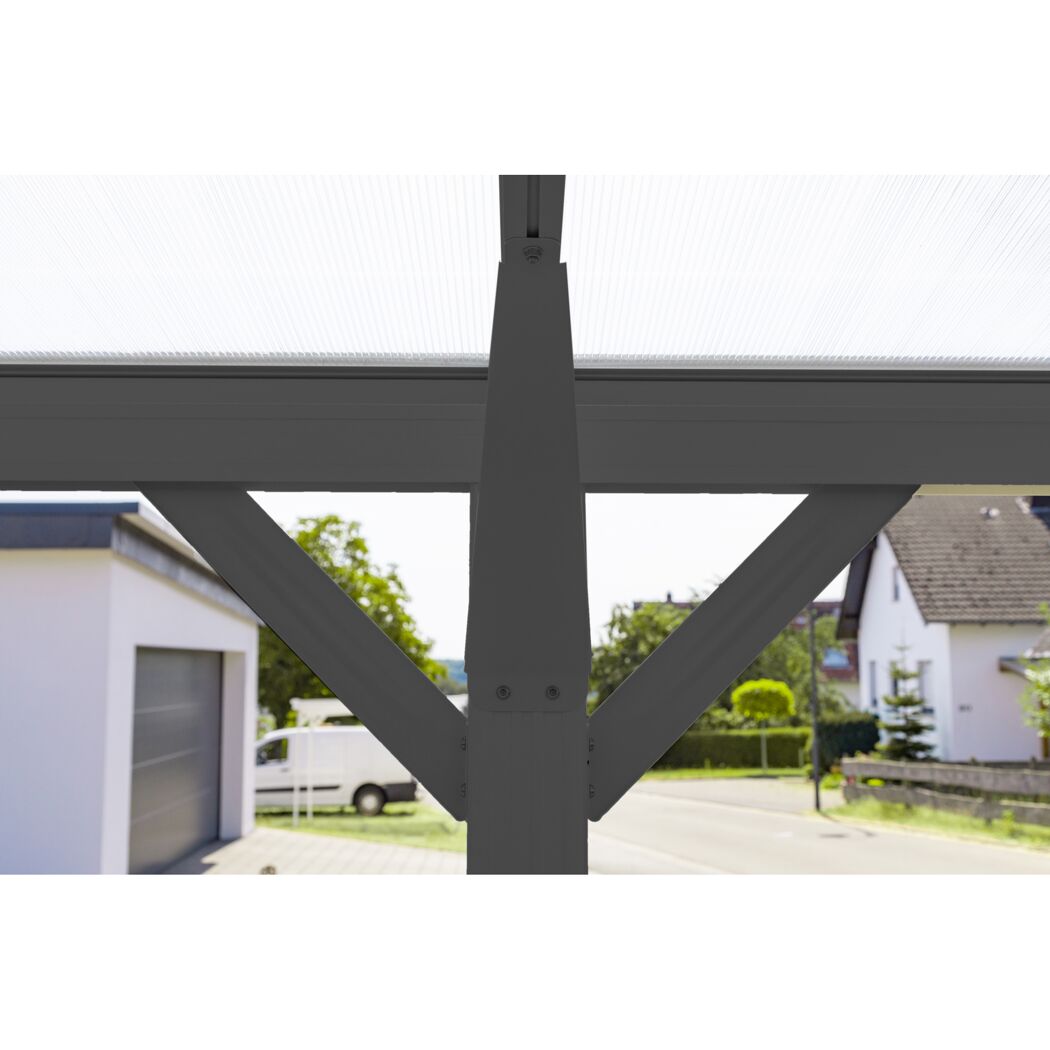Carport 'Helsinki' mit Flachdach anthrazit Metall 503 x 305 x 232 cm