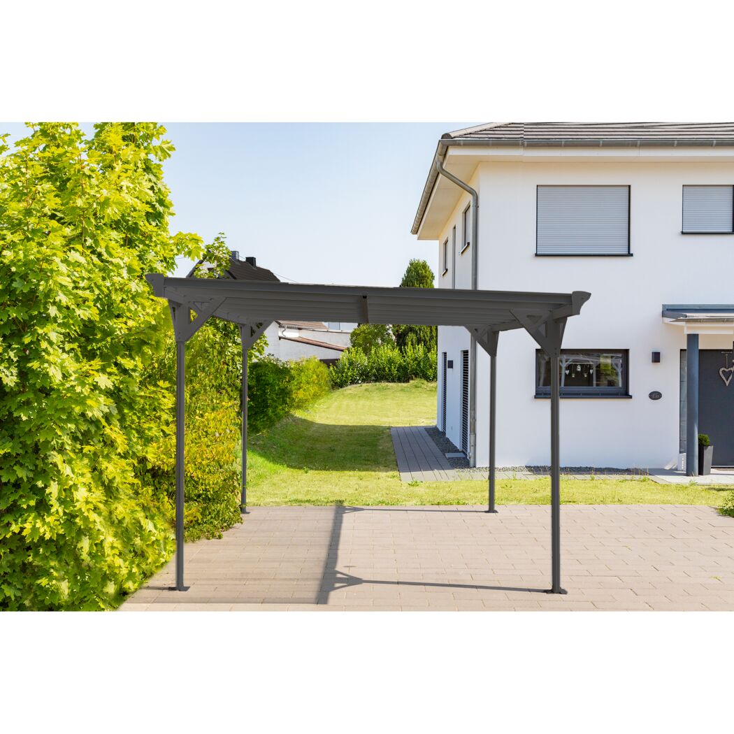 Carport 'Helsinki' mit Flachdach anthrazit Metall 503 x 305 x 232 cm
