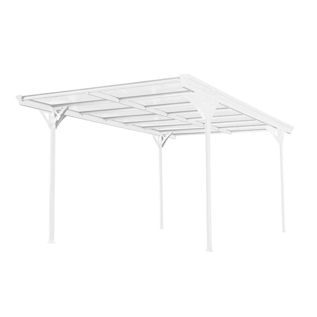 Carport 'Helsinki' mit Flachdach weiß Metall 503 x 305 x 232 cm