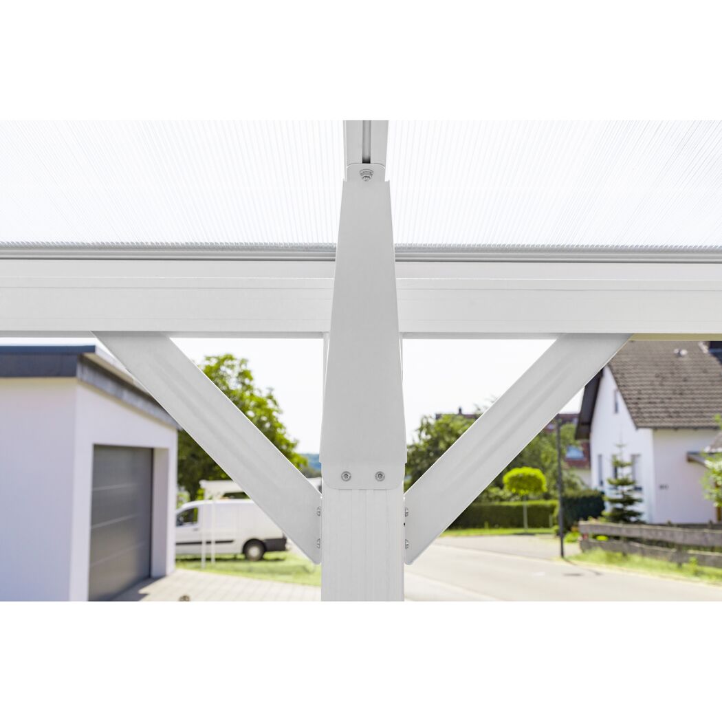 Carport 'Helsinki' mit Flachdach weiß Metall 503 x 305 x 232 cm