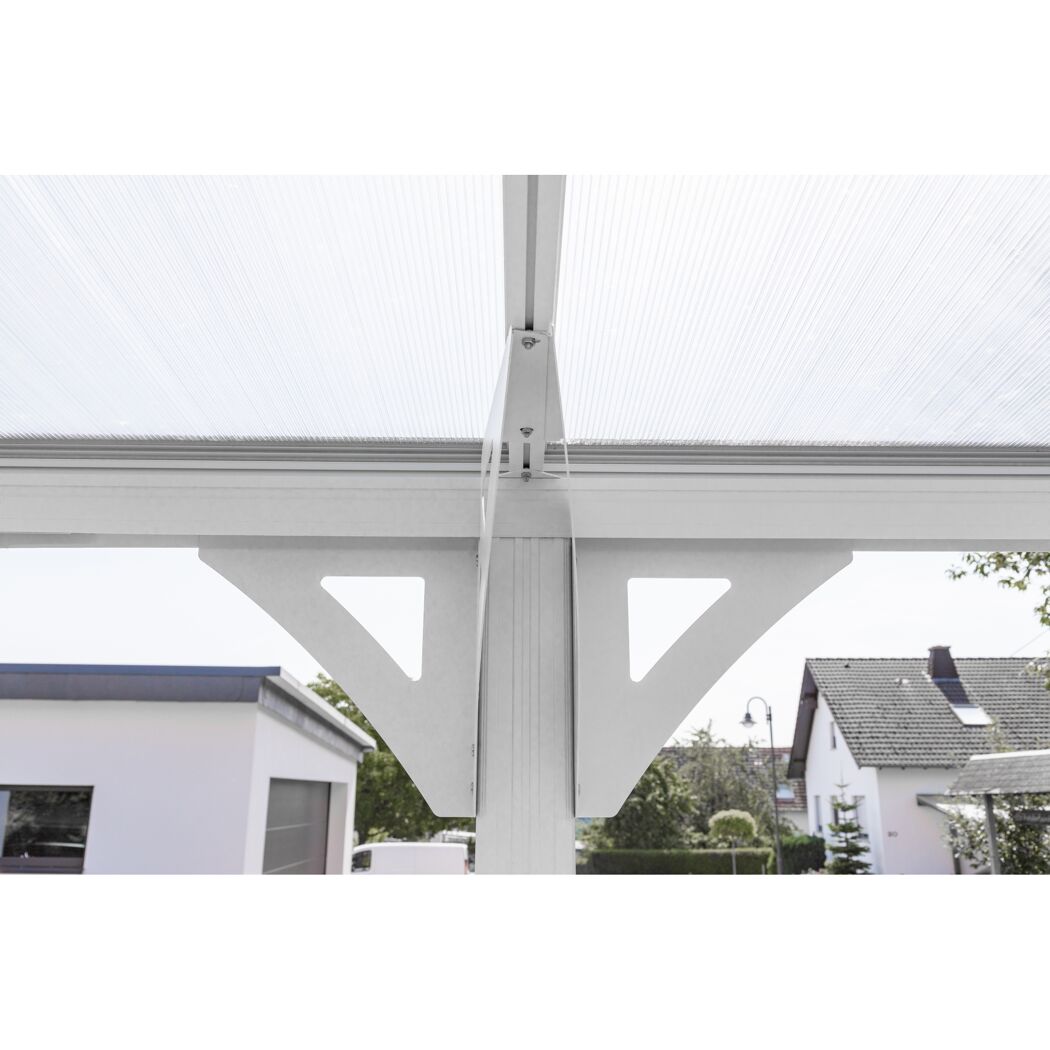 Carport 'Helsinki' mit Flachdach weiß Metall 503 x 305 x 232 cm