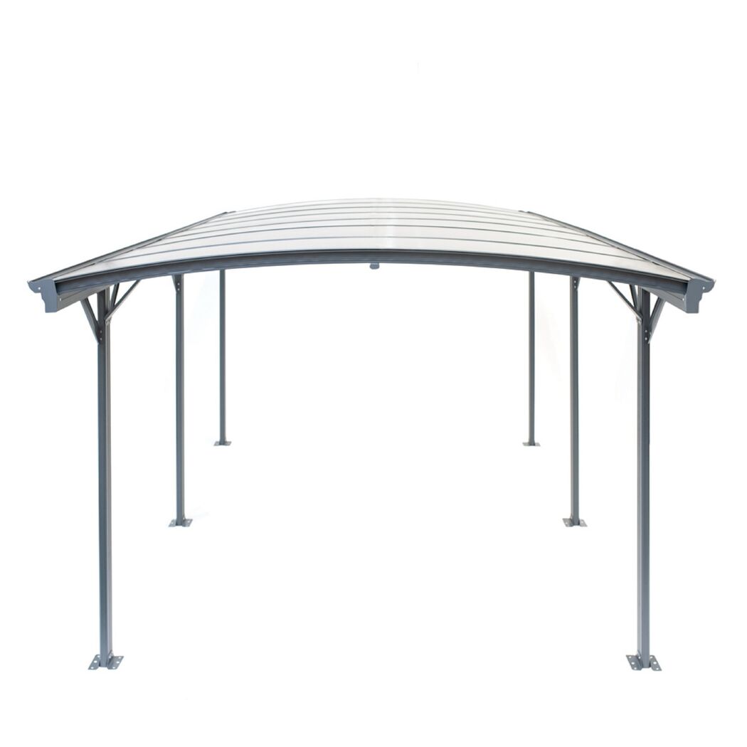 Anthrazitfarbener Carport mit Rundbogendach